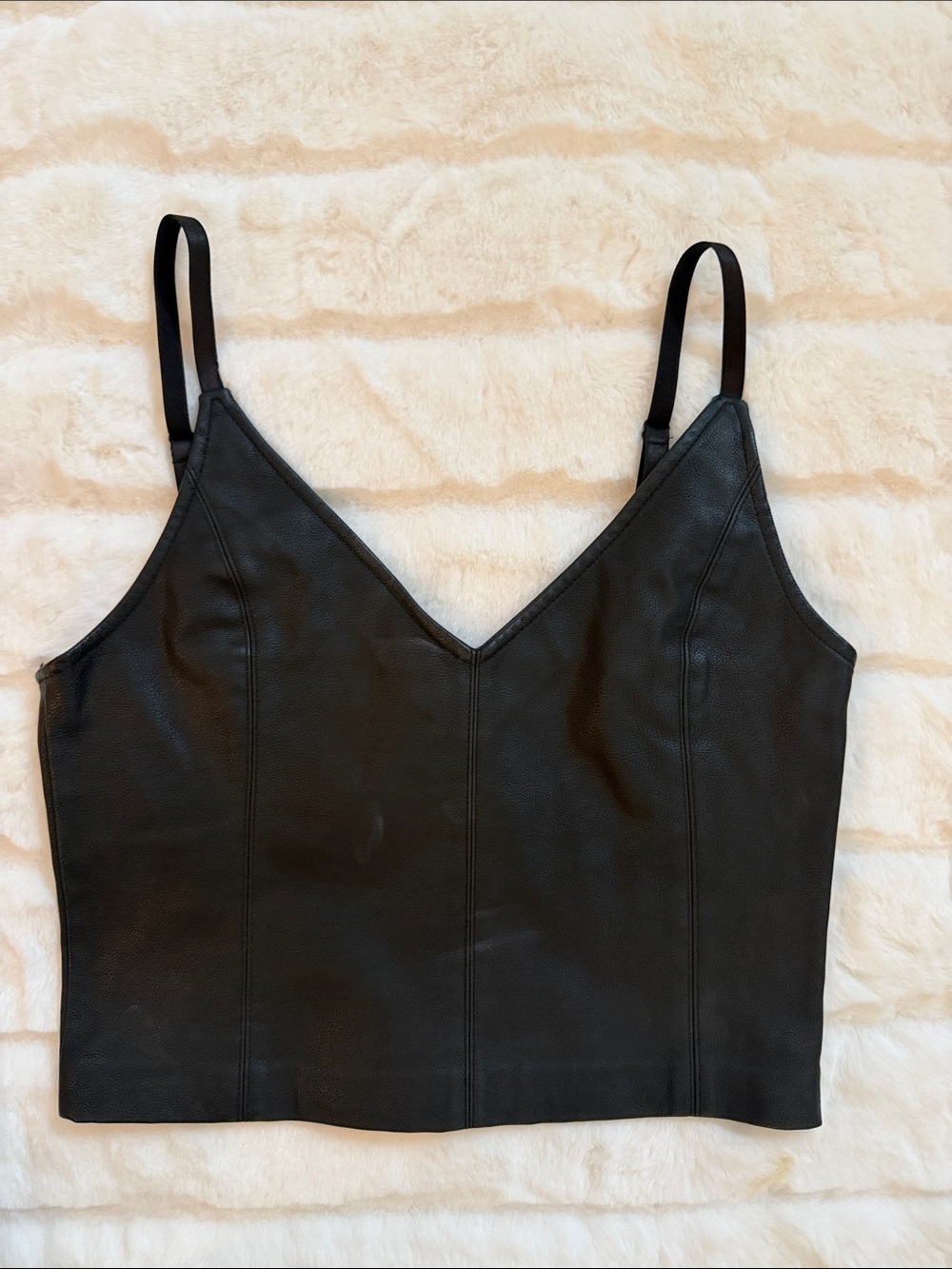 Zara Black Faux-Leather V-Neck Cami